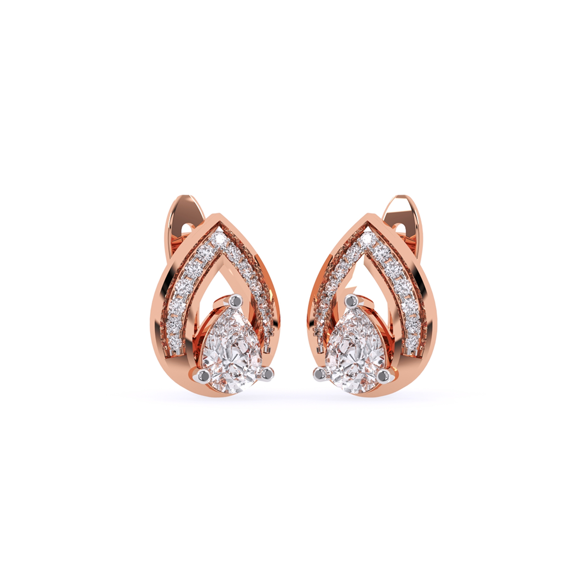Pear Shape Stud Halo Diamond Earrings